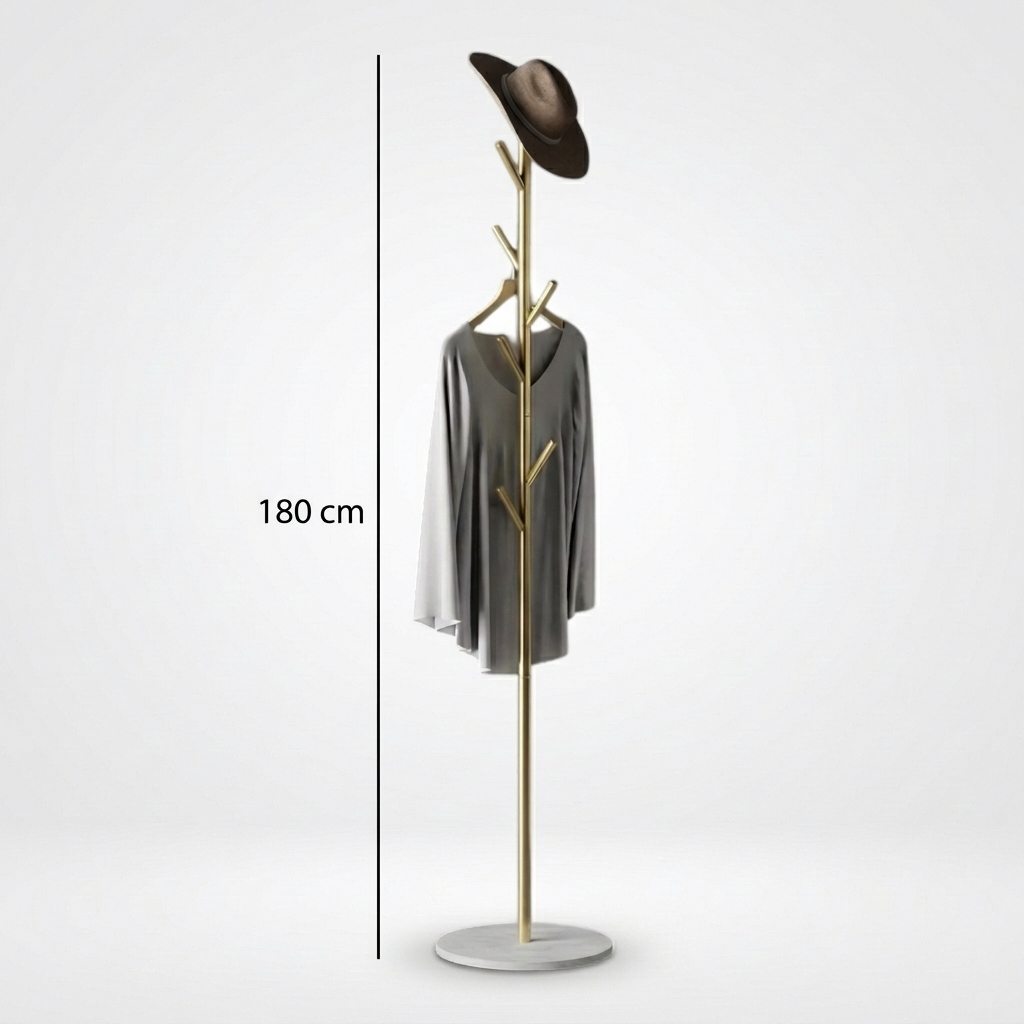 Porte Manteau Arbre sur Pied Or/blanc