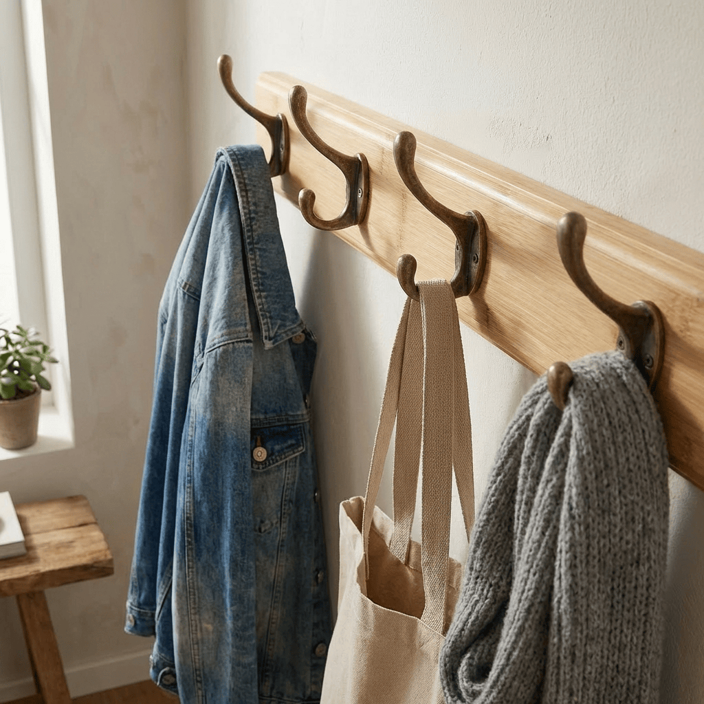 Porte Manteau entrée Ancien Crochet bois claire