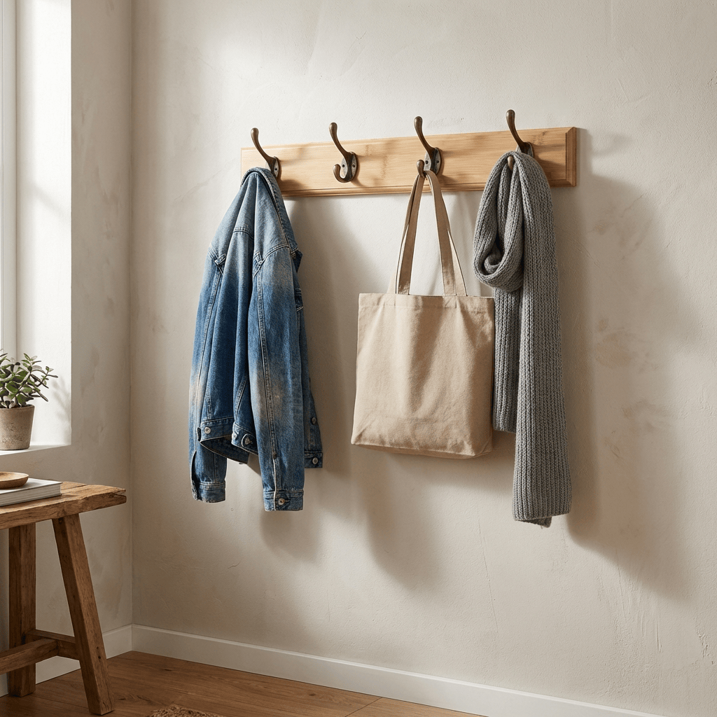 Porte Manteau entrée Ancien Crochet bois claire Image