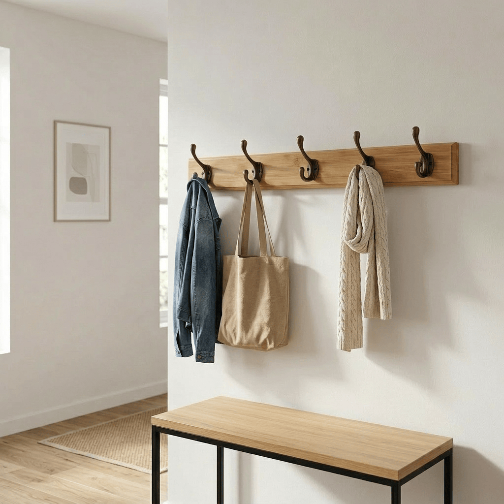 Porte Manteau entrée Ancien Grand Crochet bois claire