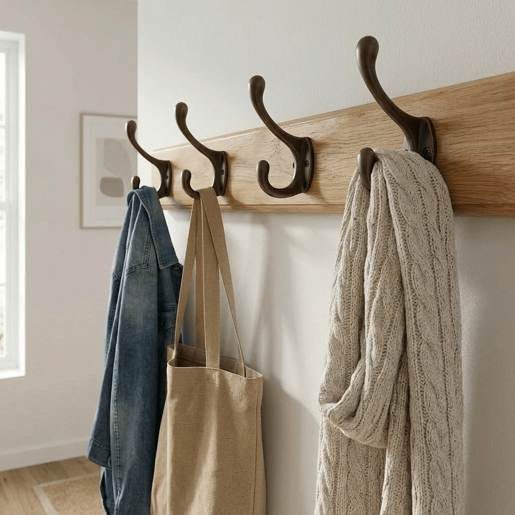 Porte Manteau entrée Ancien Grand Crochet bois claire