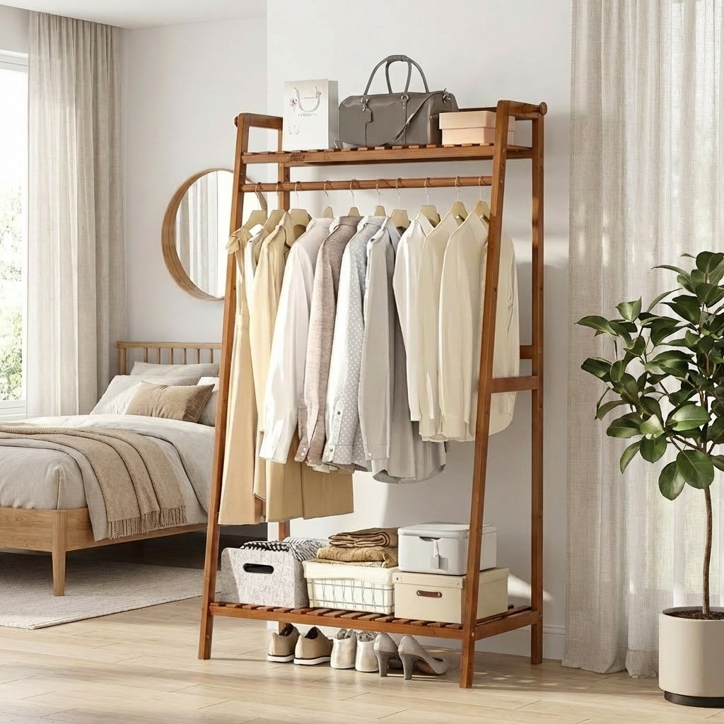 Porte Manteau Meuble Chaussure Dressing bois Image