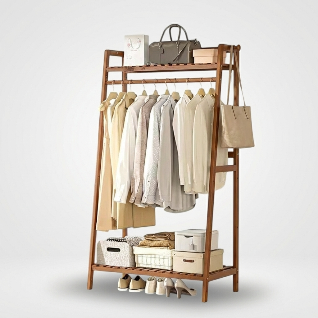 Porte Manteau Meuble Chaussure Dressing bois Image