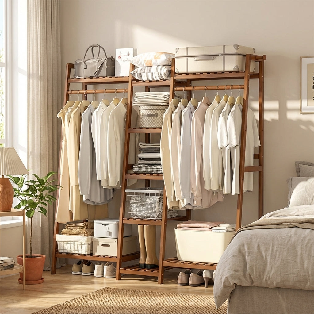 Porte Manteau Meuble Chaussure Grand dressing bois Image