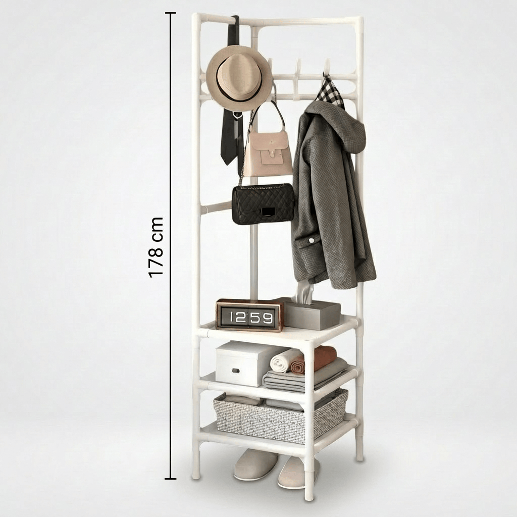 Porte Manteau Meuble Chaussure Rangement blanc