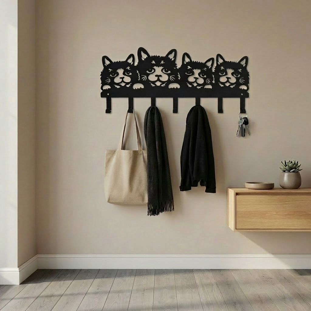Porte Manteau Mural Chat Image