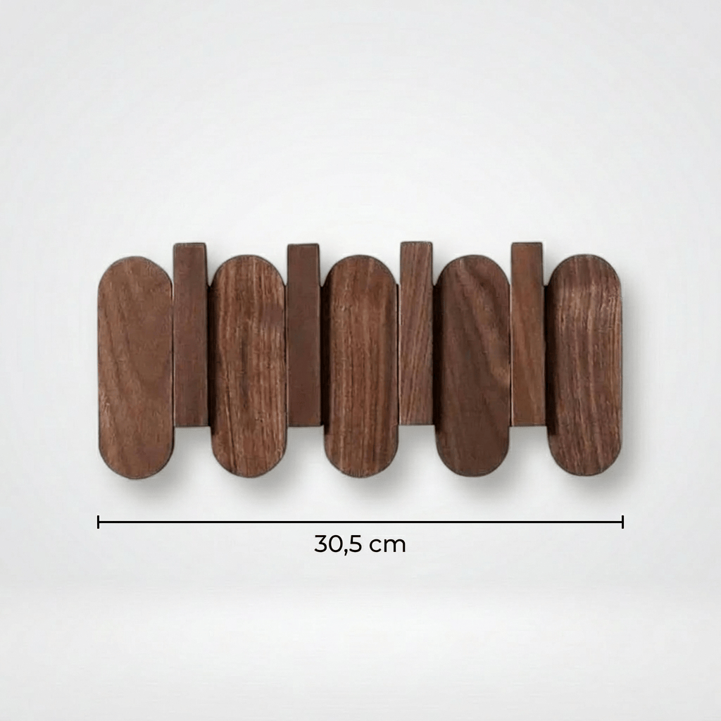 Porte Manteau Mural Design arrondi bois fonce