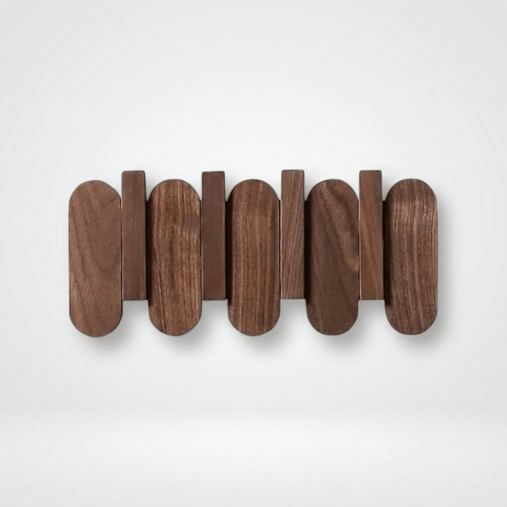 Porte Manteau Mural Design arrondi bois fonce Image