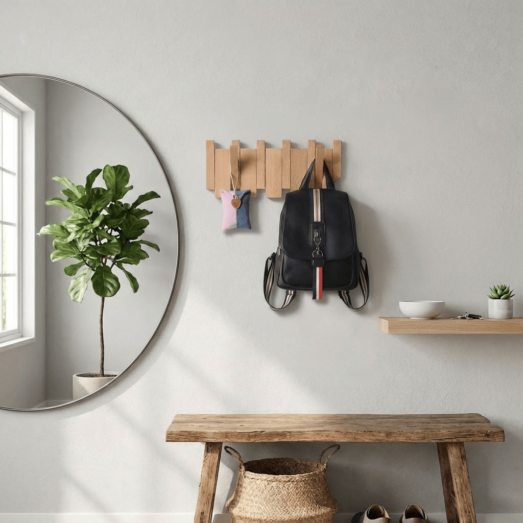 Porte Manteau Mural Design bois claire Image