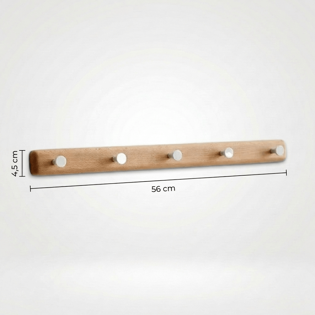 Porte Manteau Mural Entrée bois Crochet blanc