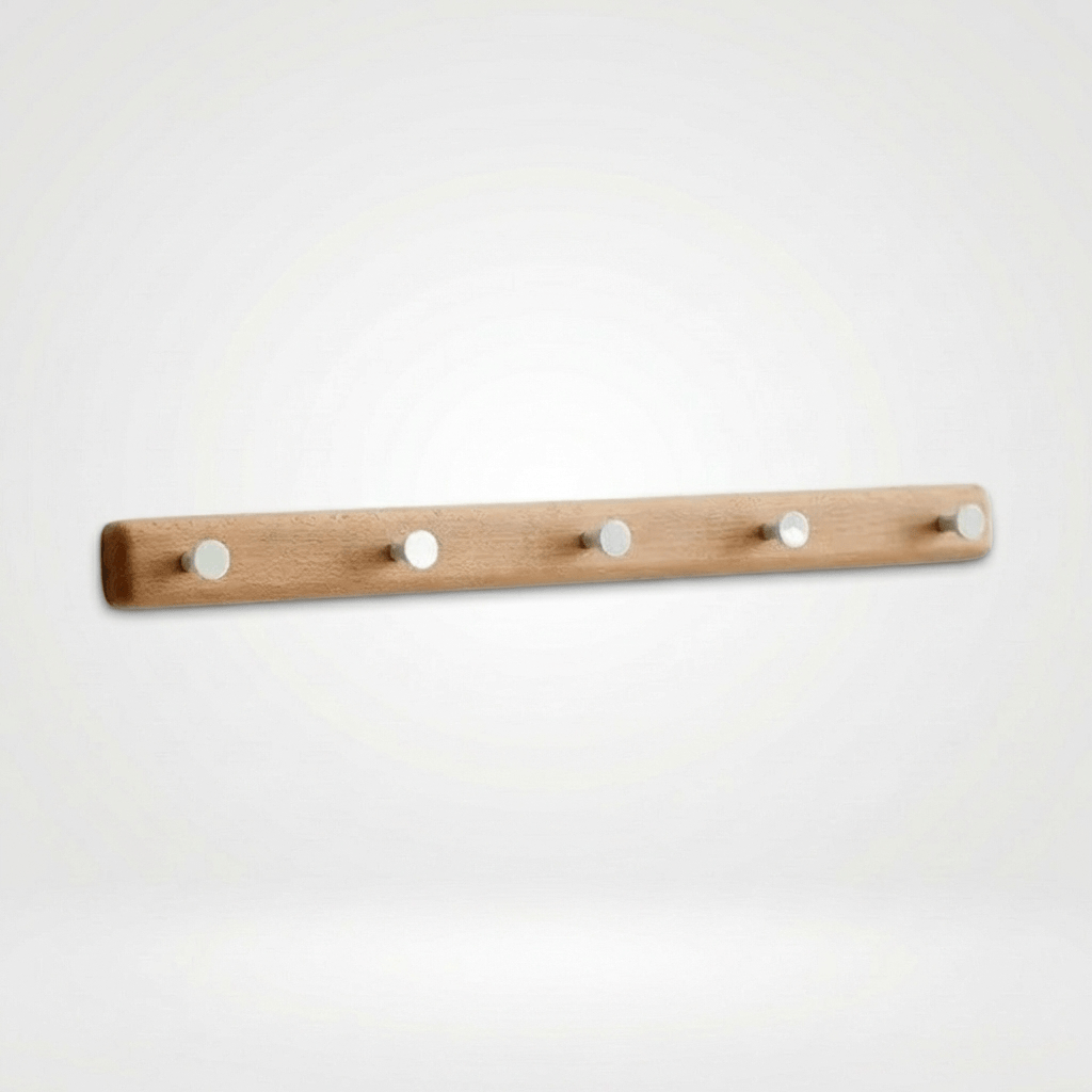 Porte Manteau Mural Entrée bois Crochet blanc