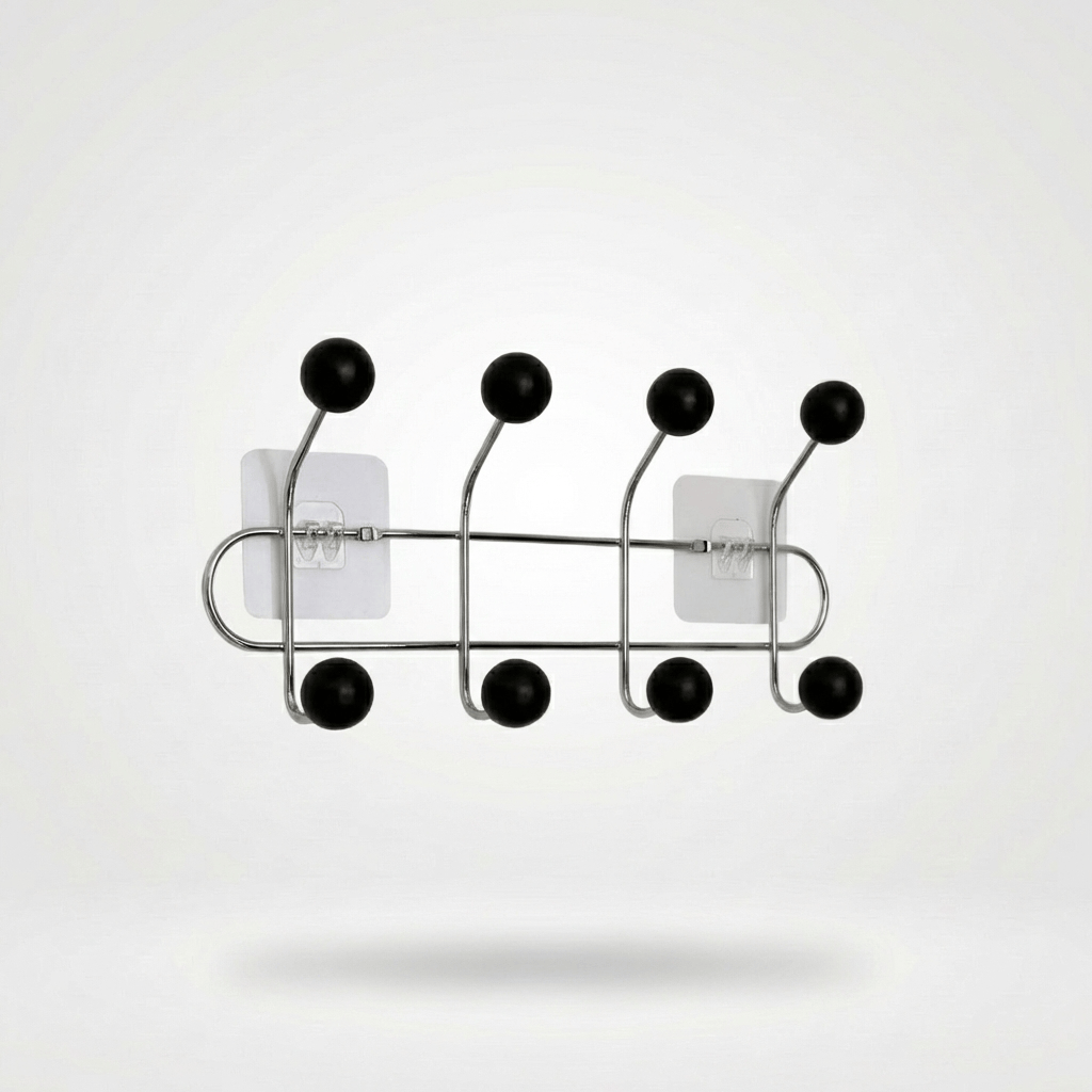 Porte Manteau Mural Entrée métal Crochet noir