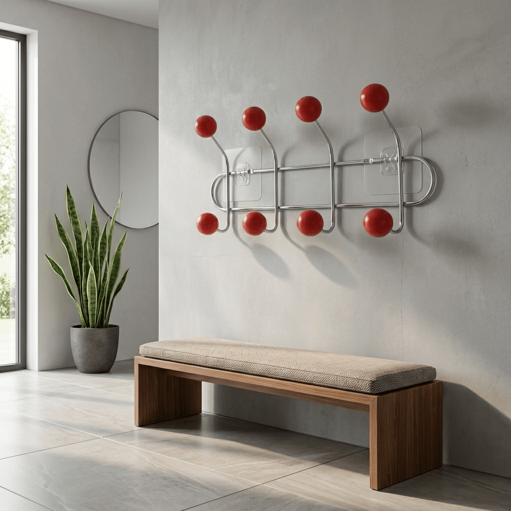 Porte Manteau Mural Entrée métal Crochet rouge