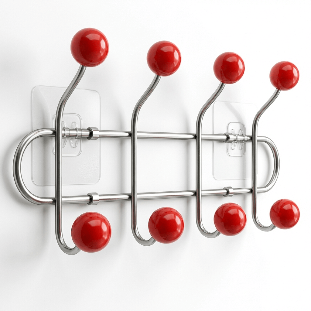 Porte Manteau Mural Entrée métal Crochet rouge