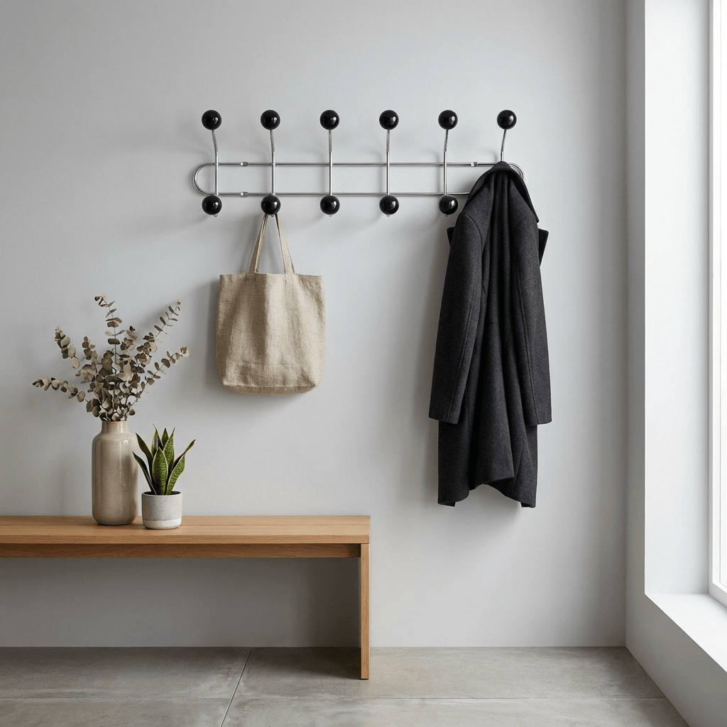 Porte Manteau Mural Entrée métal Grand Crochet noir