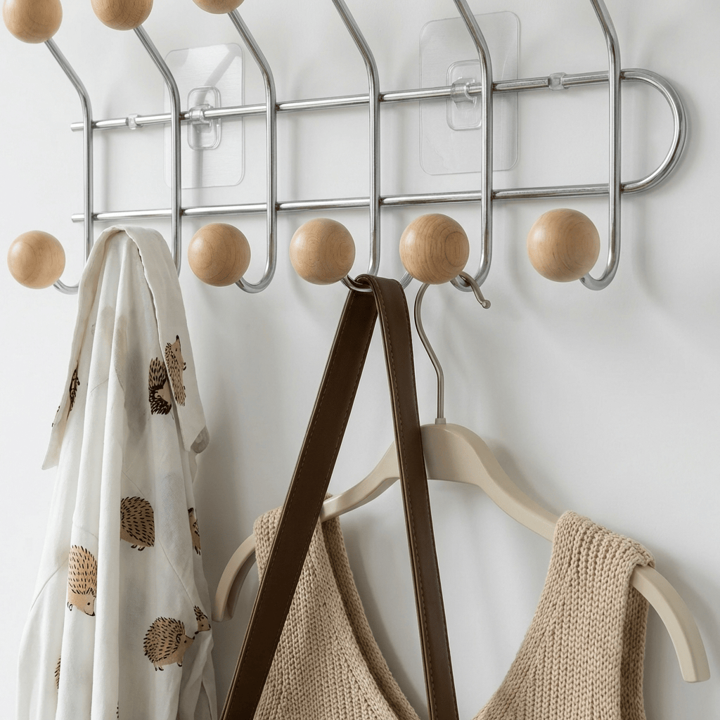 Porte Manteau Mural Entrée métal Grand Crochet orange