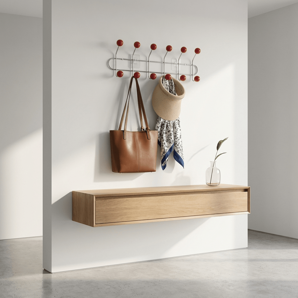 Porte Manteau Mural Entrée métal Grand Crochet rouge