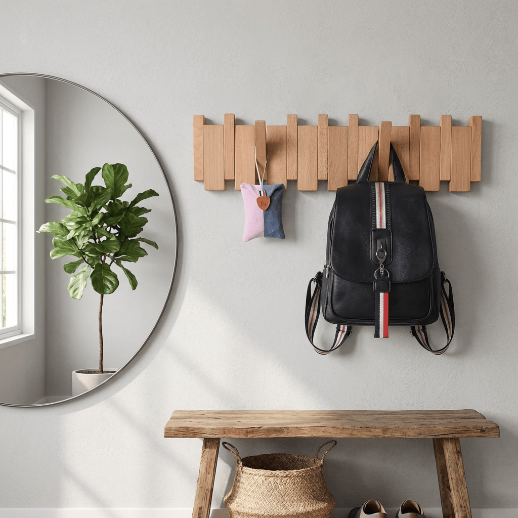 Porte Manteau Mural Grand Design bois claire Image