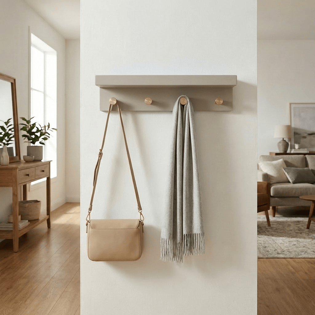 Porte Manteau Mural Petit Crochet bois gris Image