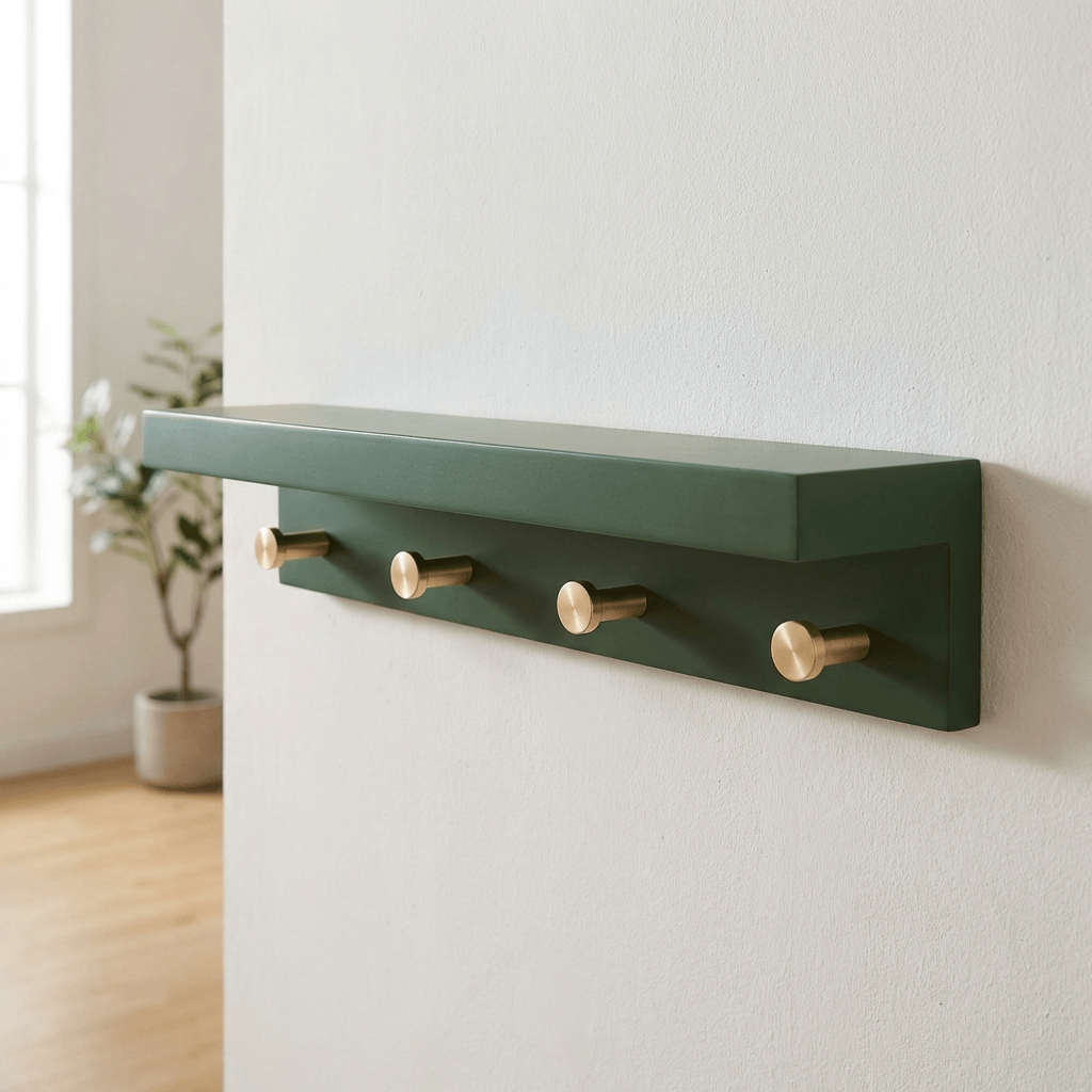 Porte Manteau Mural Petit Crochet bois vert