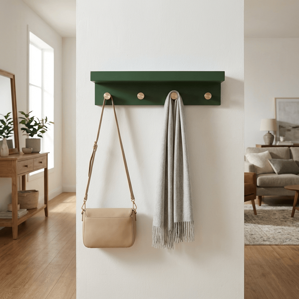Porte Manteau Mural Petit Crochet bois vert Image