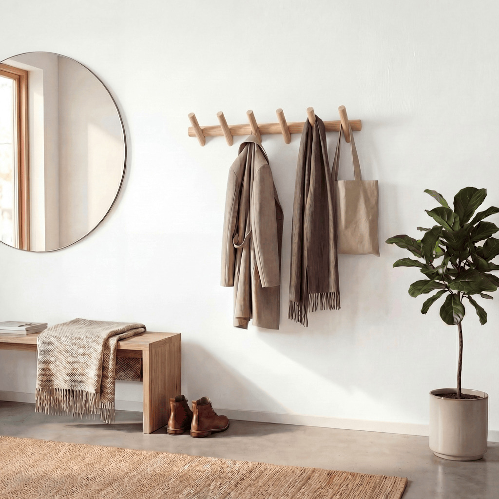 Porte Manteau Mural Rondin bois