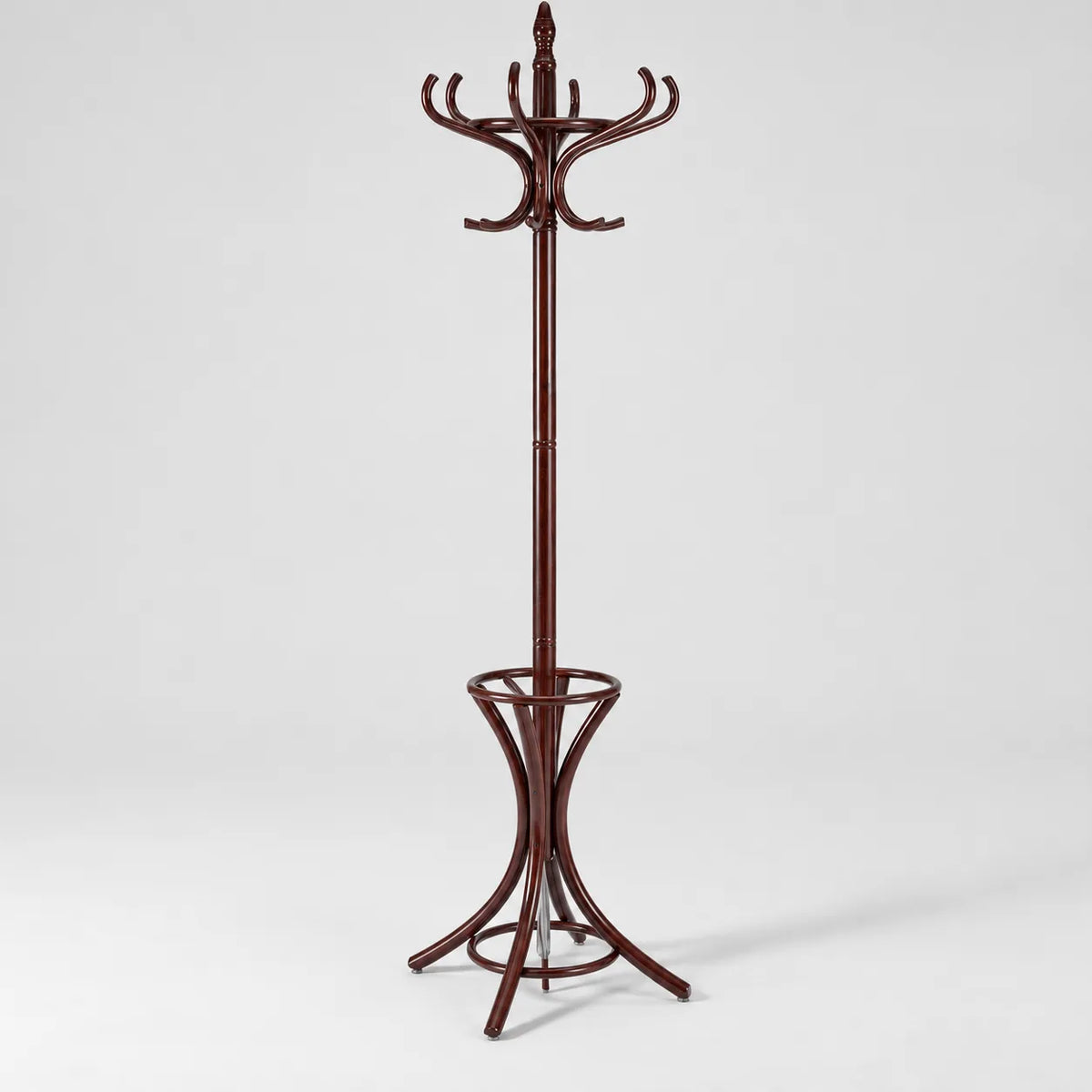 Porte Manteau Perroquet brun foncé - portemanteau sur pied bois courbé style bistrot viennois, vue packshot studio