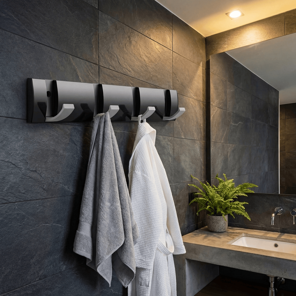 Porte Manteau salle de bain Petit Modern gris