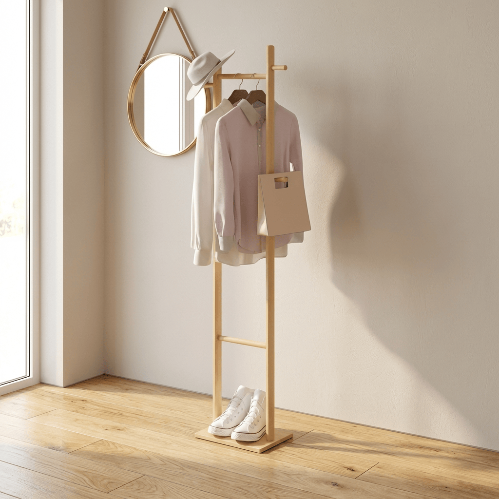 Porte Manteau sur Pied 2 Pied bois claire