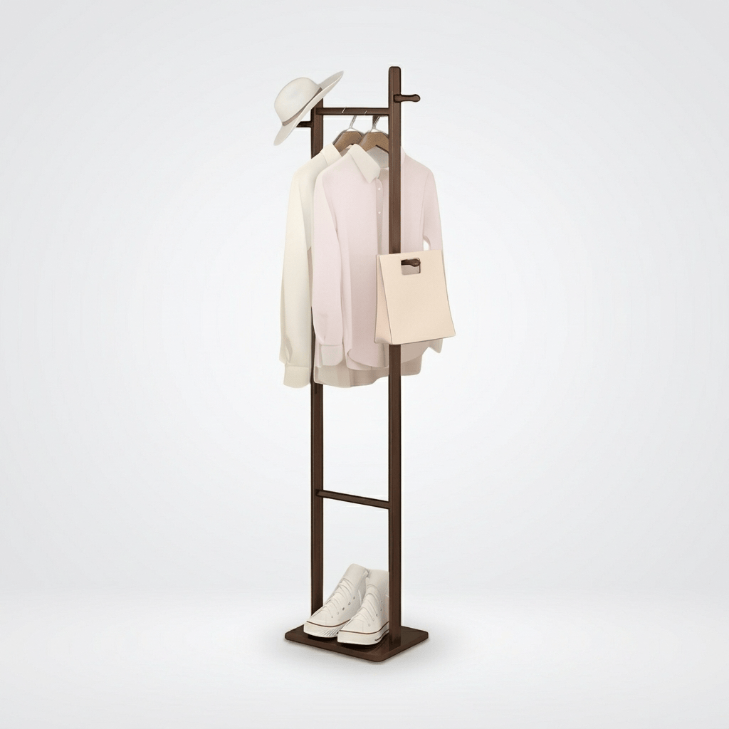 Porte Manteau sur Pied 2 Pied bois foncé