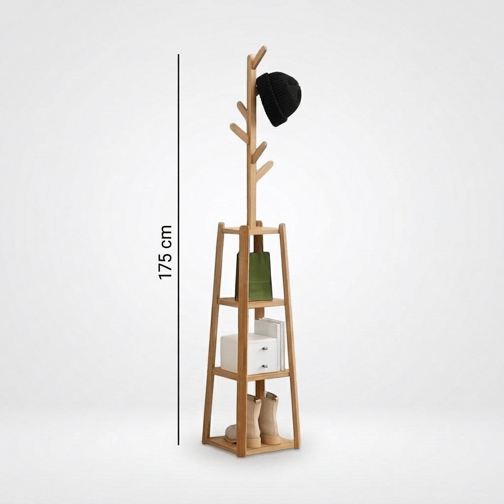 Porte Manteau sur Pied 3 Ranges bois