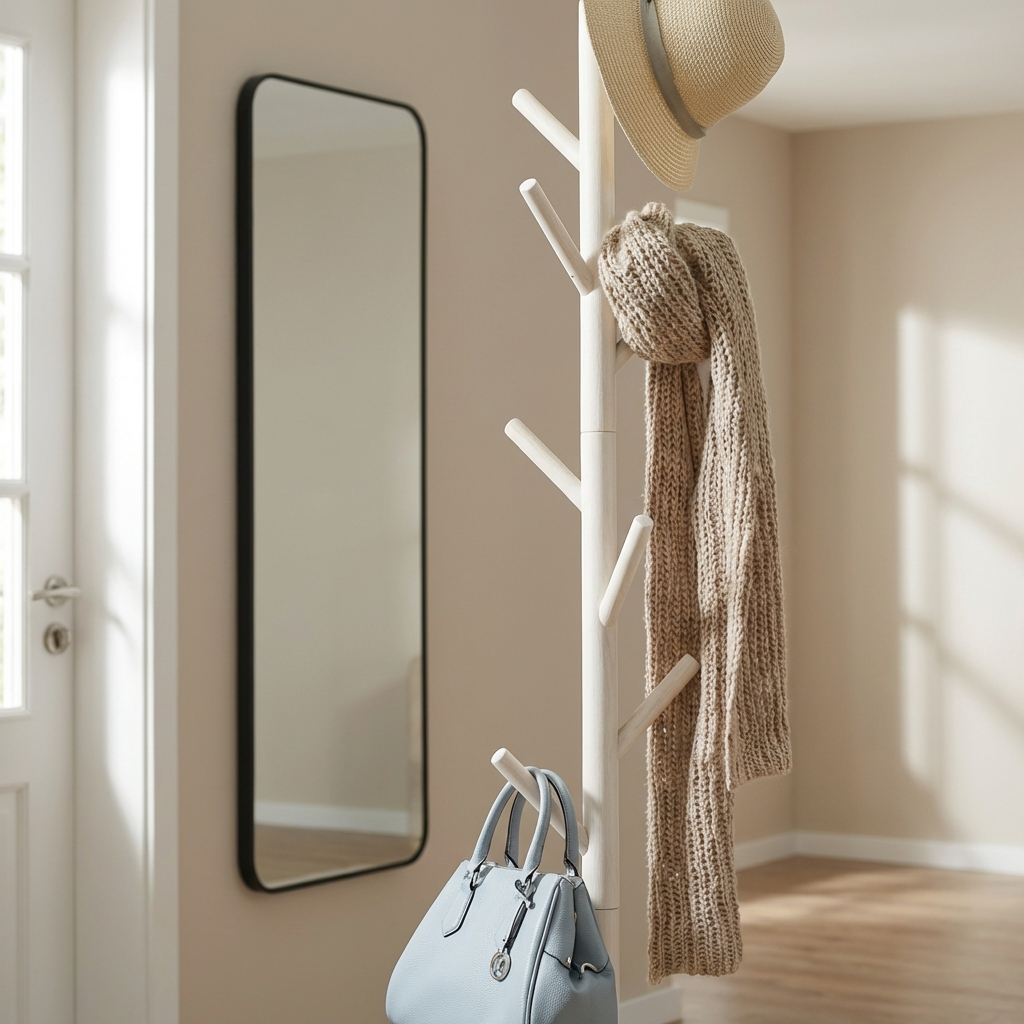 Porte Manteau sur Pied Arbre 12 Crochets Base Croisée blanc