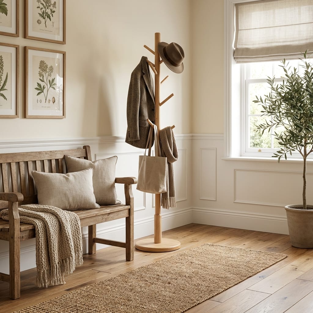 Porte Manteau sur Pied Arbre 8 Crochets bois claire