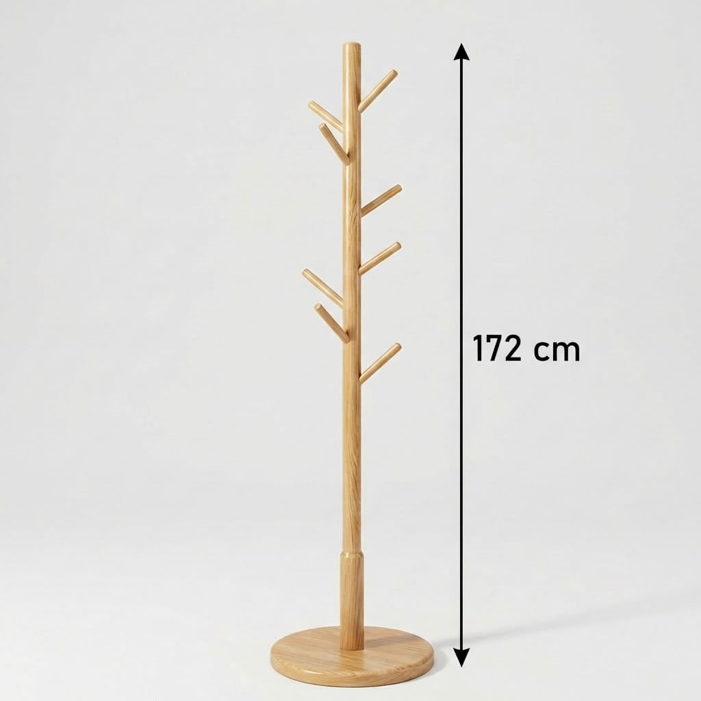 Porte Manteau sur Pied Arbre 8 Crochets bois claire