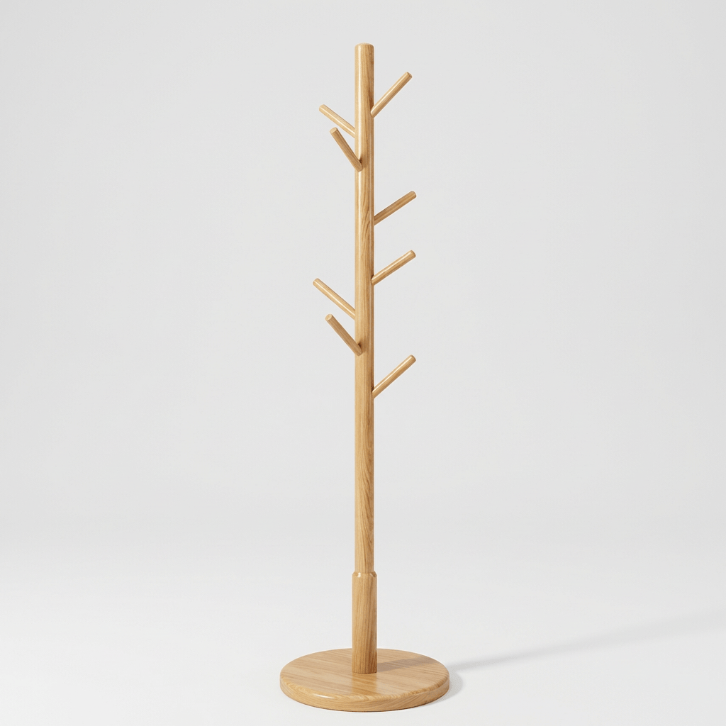 Porte Manteau sur Pied Arbre 8 Crochets bois claire