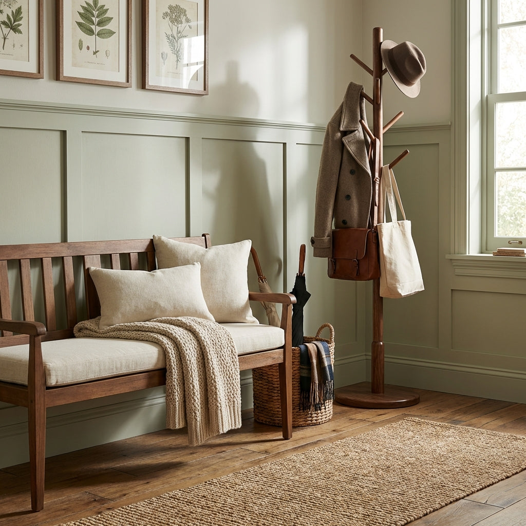 Porte Manteau sur Pied Arbre 8 Crochets bois foncé