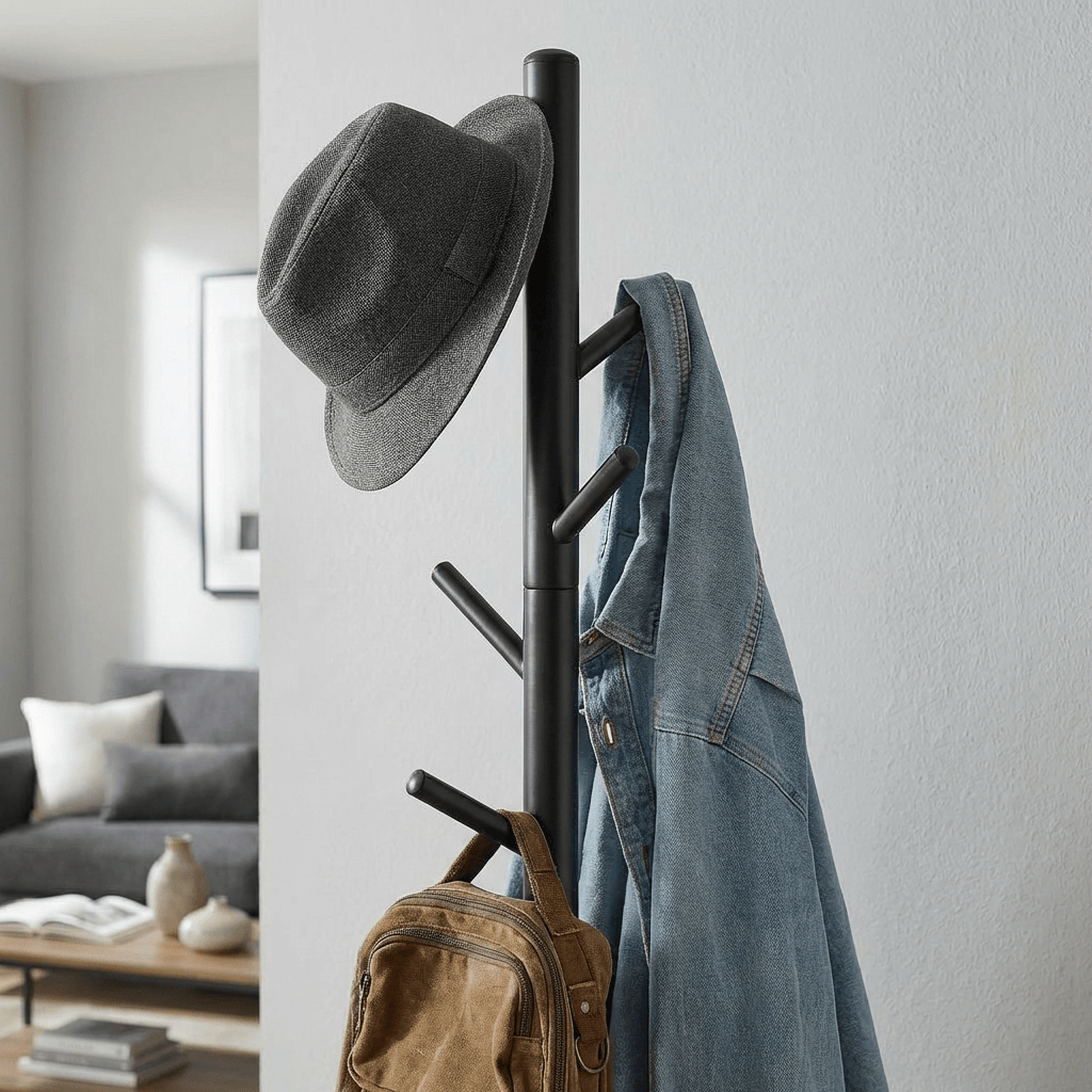 Porte Manteau sur Pied Arbre 8 Crochets bois noir