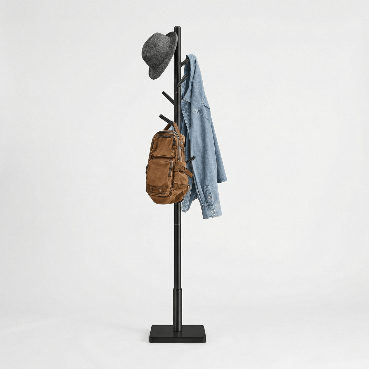 Porte Manteau sur Pied Arbre 8 Crochets bois noir