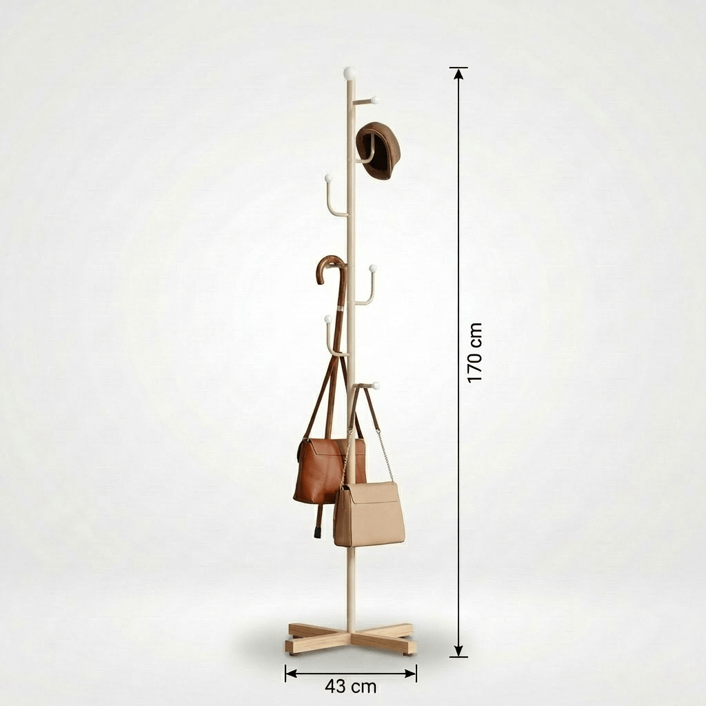 Porte Manteau sur Pied Branche Champignon Base Croisée blanc