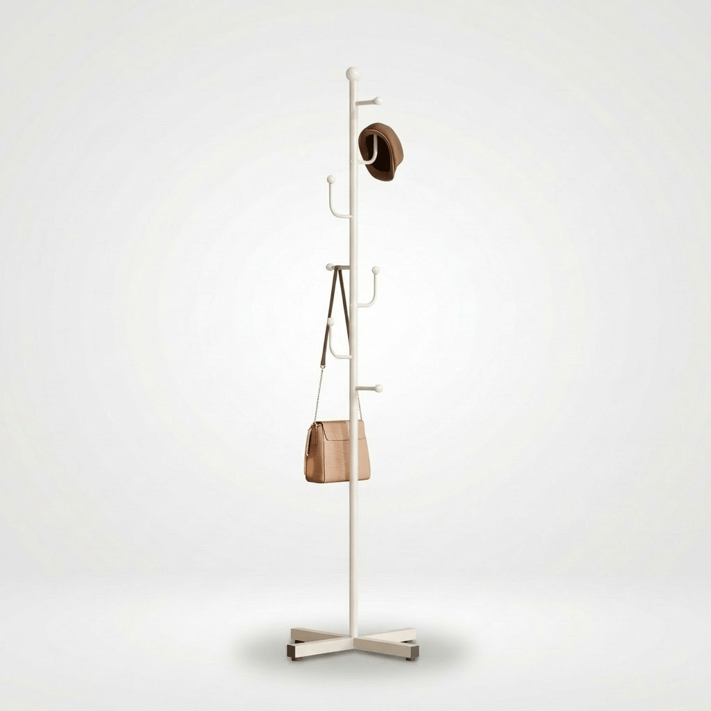 Porte Manteau sur Pied Branche Champignon Base Croisée blanc Image