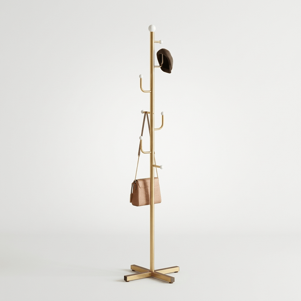 Porte Manteau sur Pied Branche Champignon Base Croisée dorée