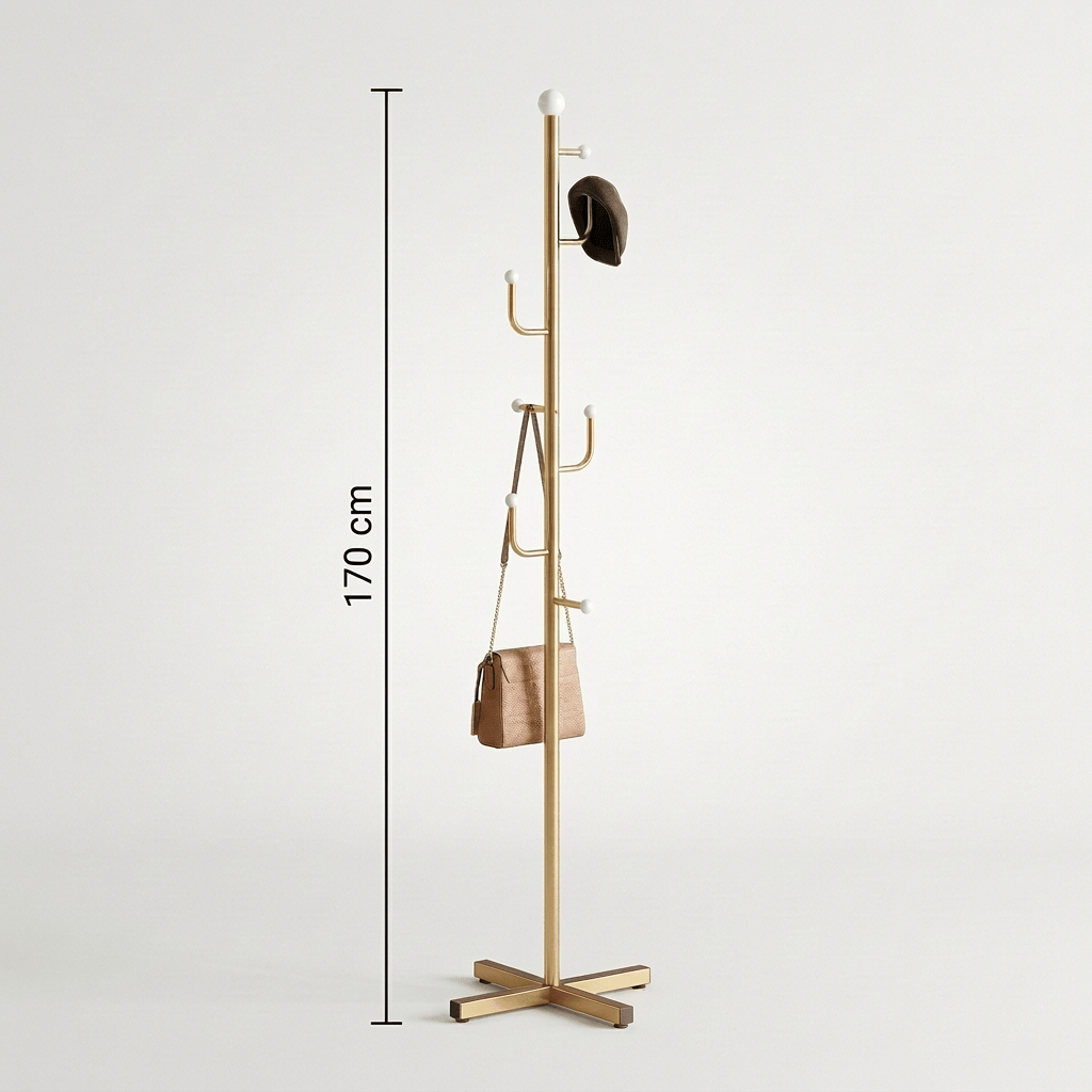Porte Manteau sur Pied Branche Champignon Base Croisée dorée