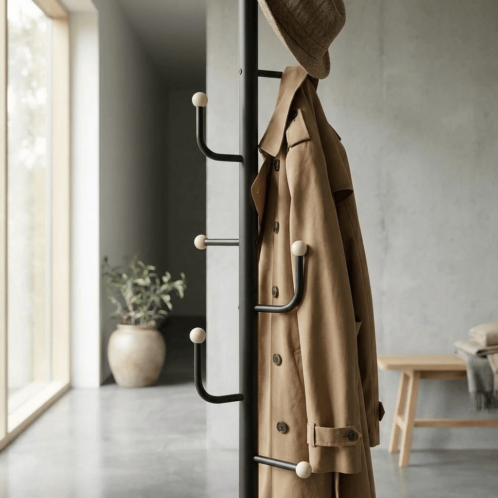 Porte Manteau sur Pied Branche Champignon Base Croisée noir