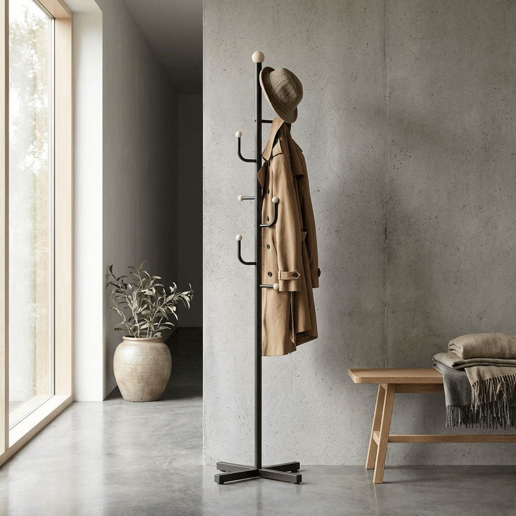 Porte Manteau sur Pied Branche Champignon Base Croisée noir