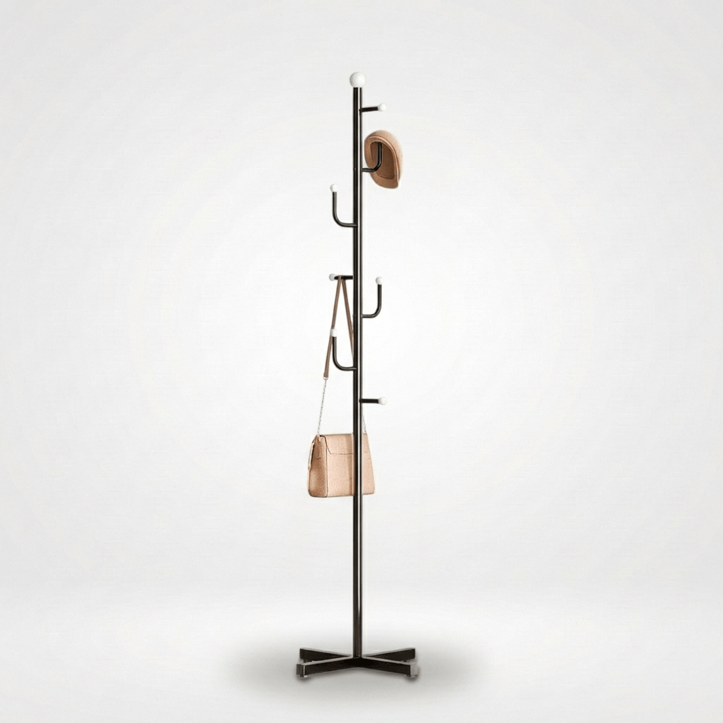 Porte Manteau sur Pied Branche Champignon Base Croisée noir Image