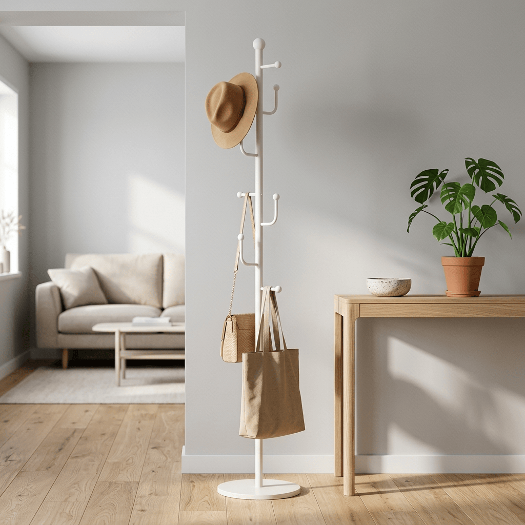 Porte Manteau sur Pied Branche Champignon Blanc