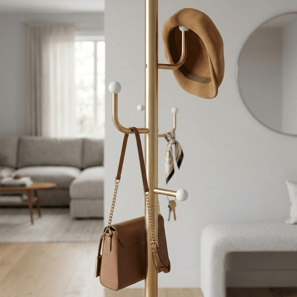 Porte Manteau sur Pied Branche Champignon Dorée