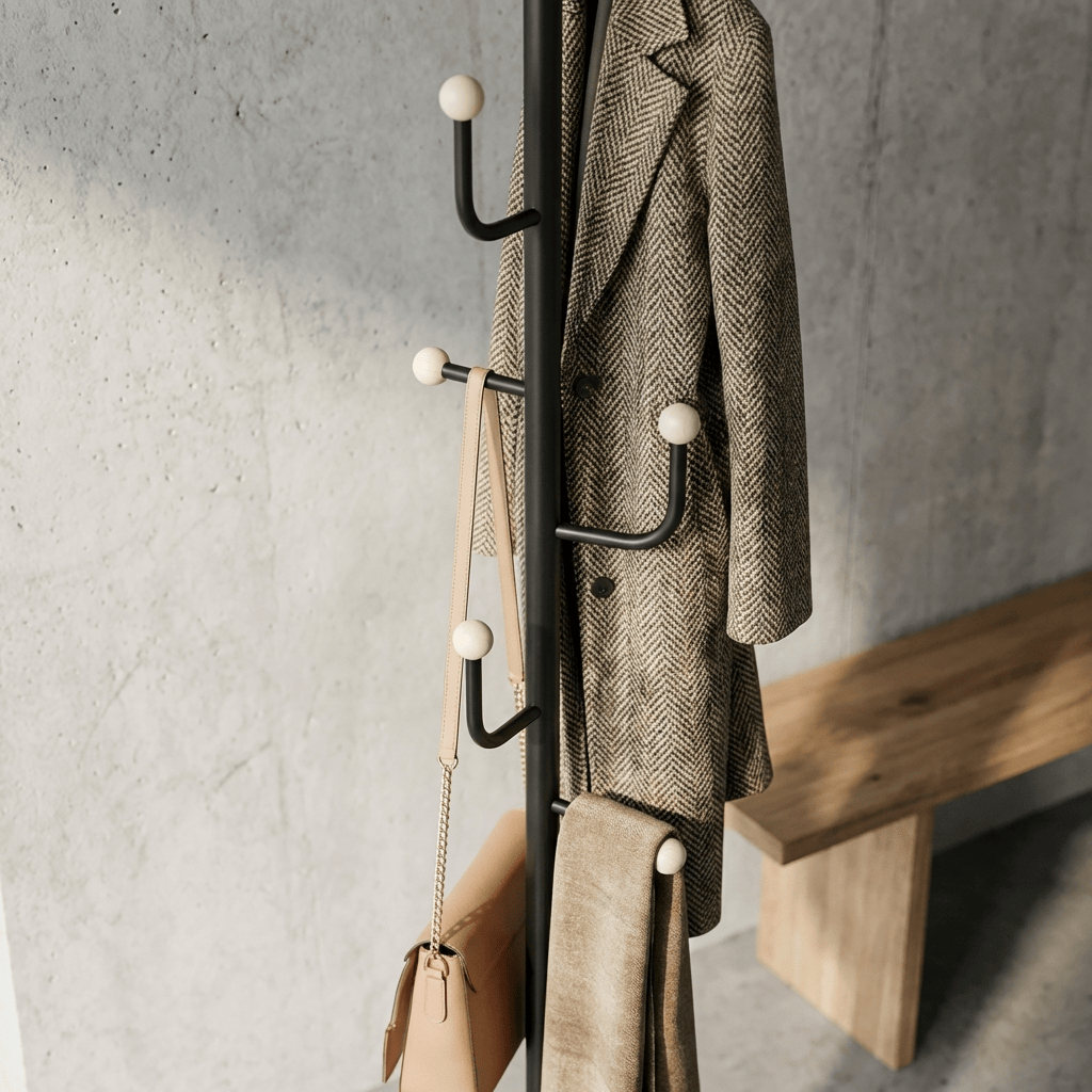 Porte Manteau sur Pied Branche Champignon Noir/blanc