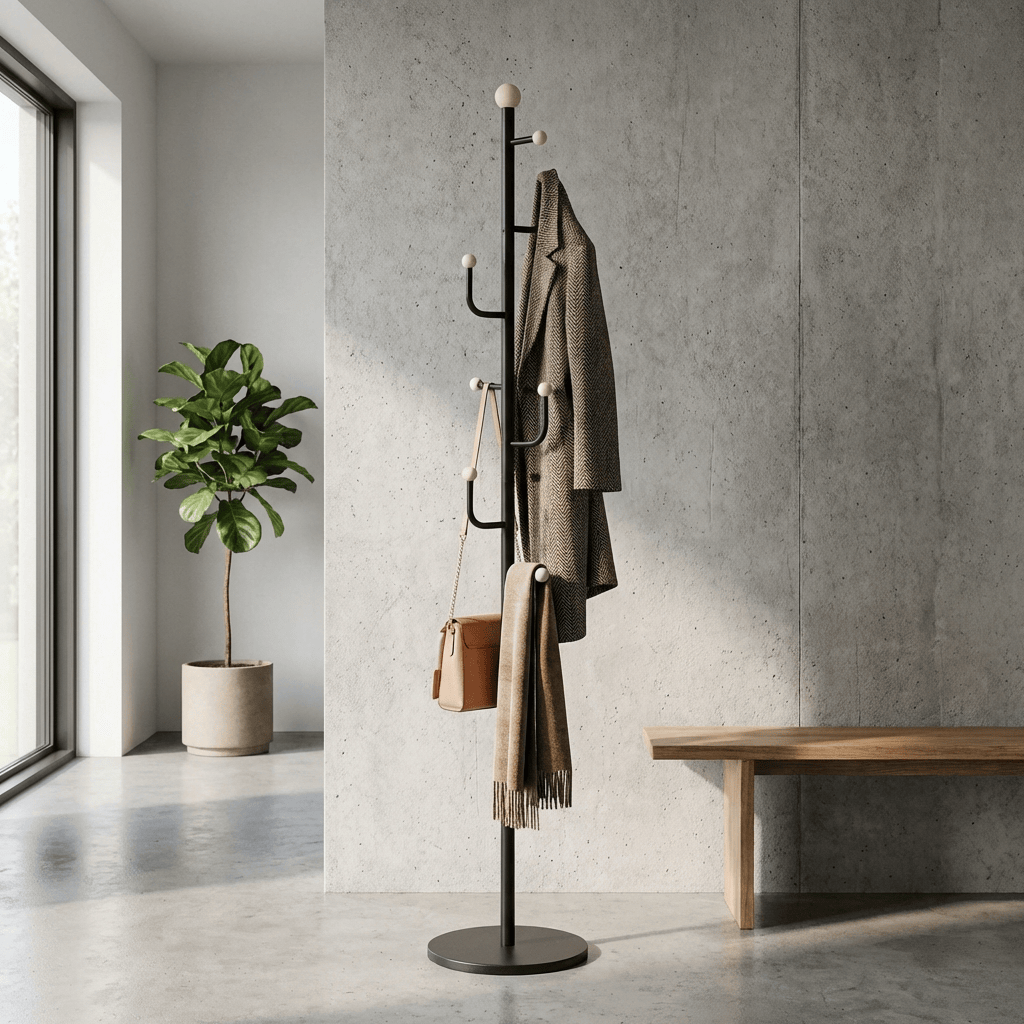 Porte Manteau sur Pied Branche Champignon Noir/blanc