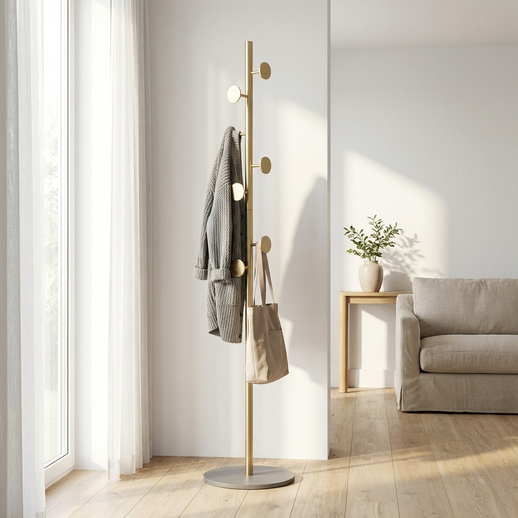 Porte Manteau sur Pied Champignon Or/noir